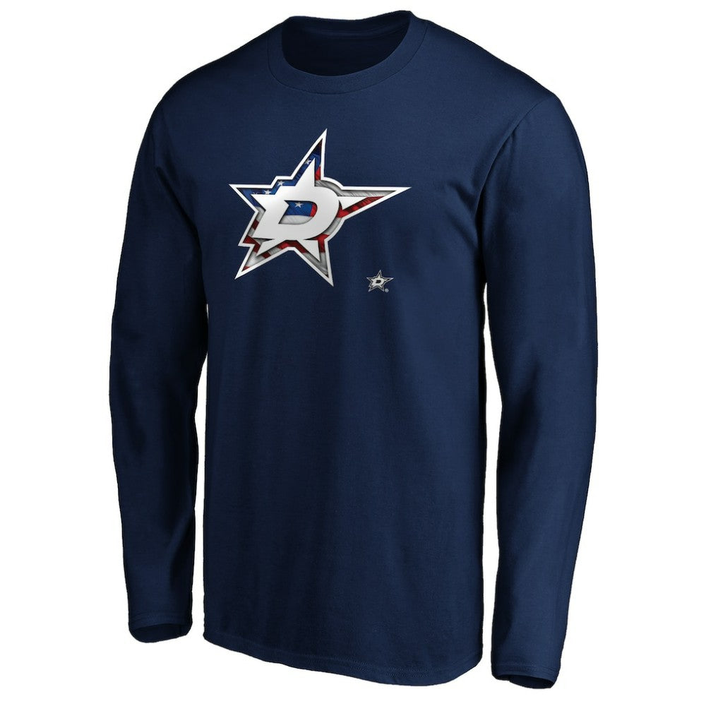 NHL Dallas Stars Banner Wave Logo Long Sleeve T-Shirt - Navy