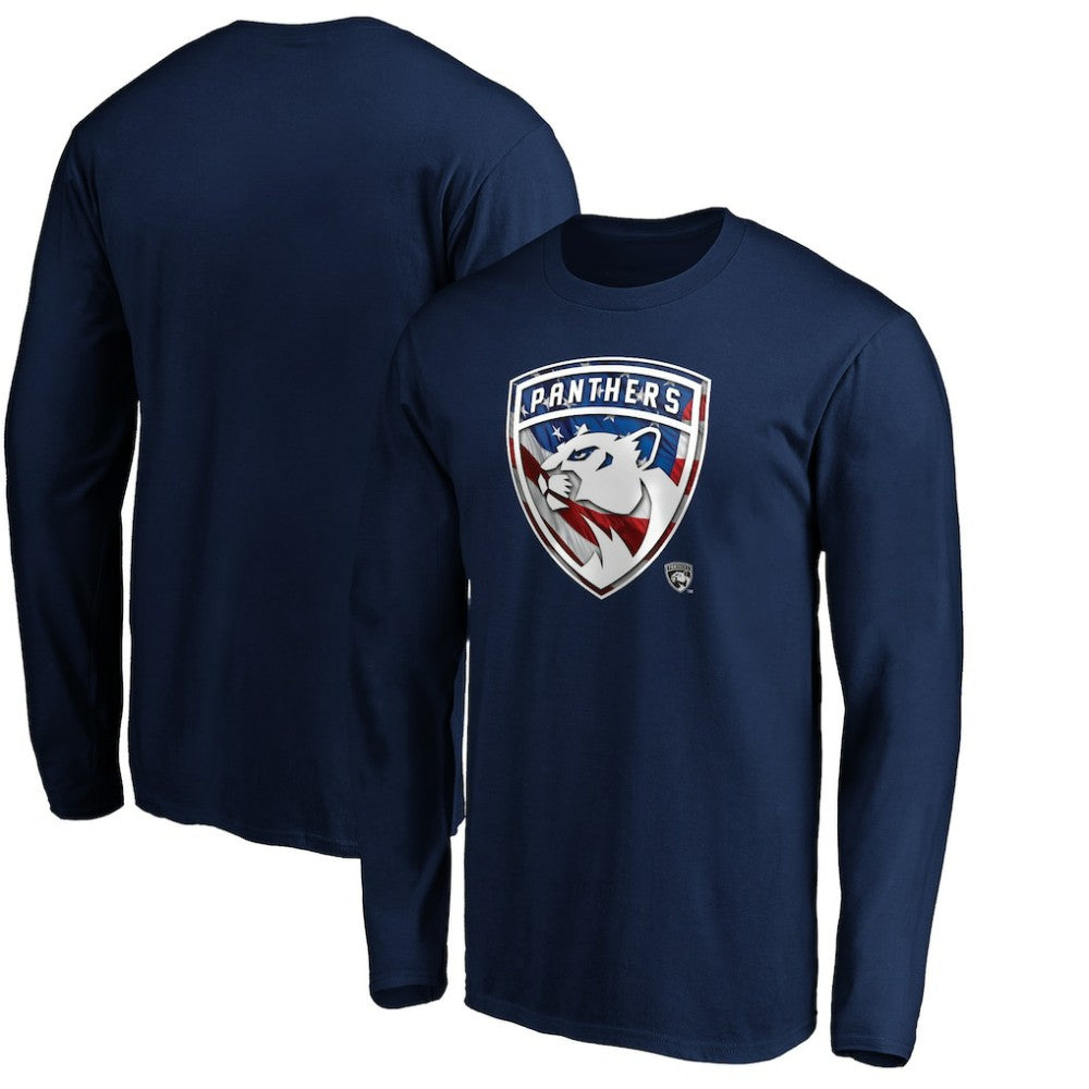 NHL Florida Panthers Banner Wave Logo Long Sleeve T-Shirt - Navy