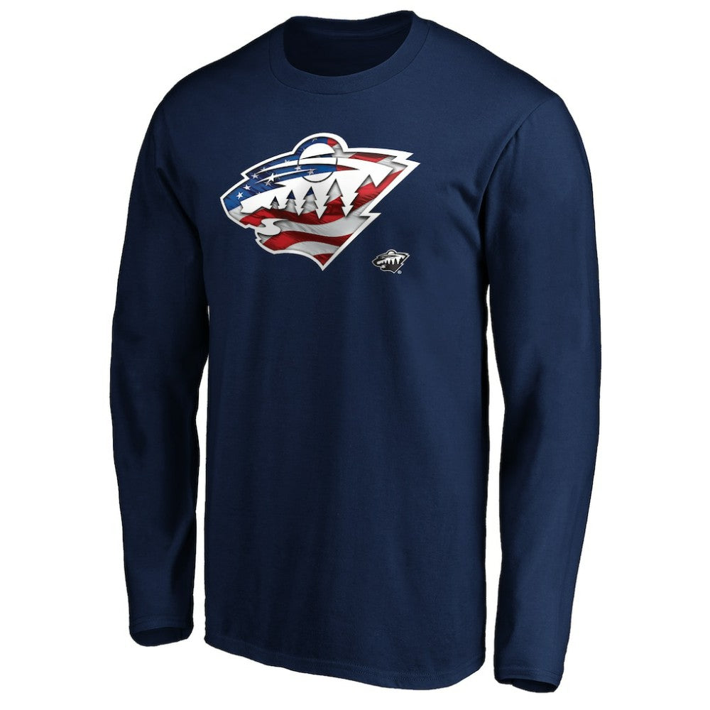 NHL Minnesota Wild Banner Wave Logo Long Sleeve T-Shirt - Navy