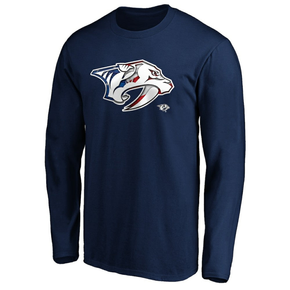 NHL Nashville Predators Banner Wave Logo Long Sleeve T-Shirt - Navy