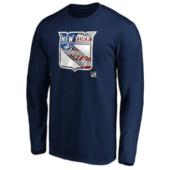 NHL New York Rangers Banner Wave Logo Long Sleeve T-Shirt - Navy