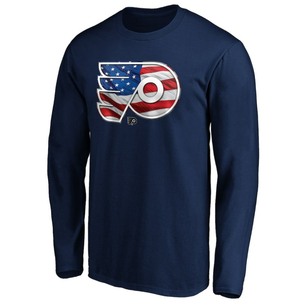 NHL Philadelphia Flyers Banner Wave Logo Long Sleeve T-Shirt - Navy