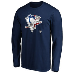 NHL Pittsburgh Penguins Banner Wave Logo Long Sleeve T-Shirt - Navy