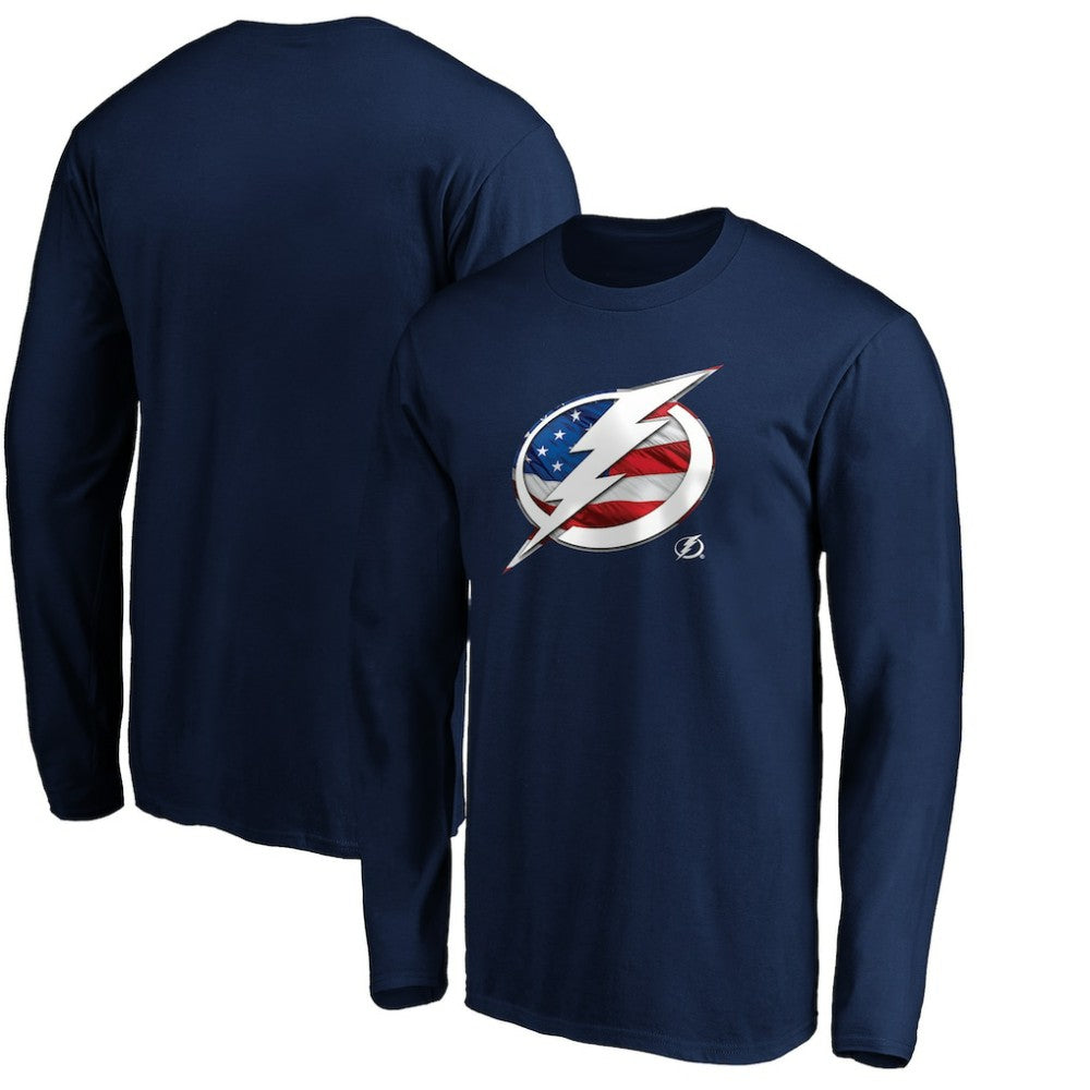 NHL Tampa Bay Lightning Banner Wave Logo Long Sleeve T-Shirt - Navy