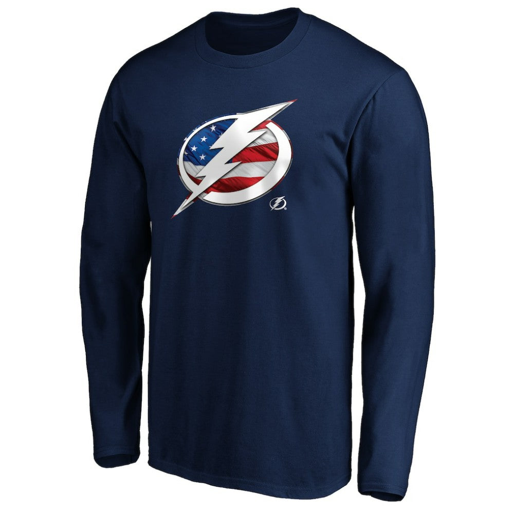NHL Tampa Bay Lightning Banner Wave Logo Long Sleeve T-Shirt - Navy