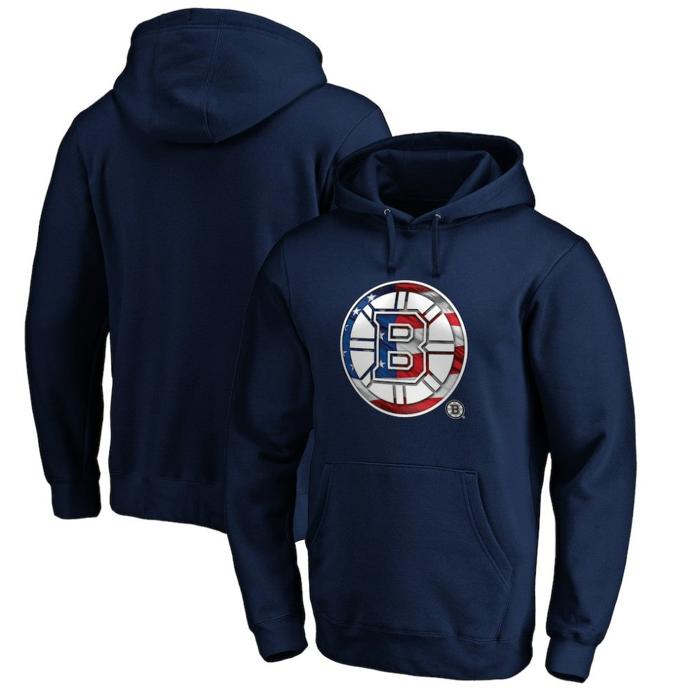 NHL Boston Bruins Banner Wave Logo Pullover Hoodie - Navy