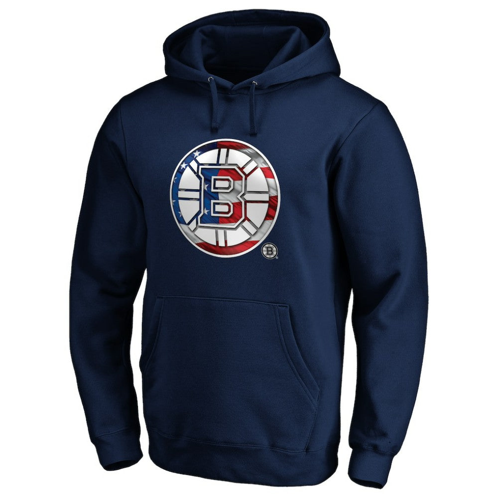 NHL Boston Bruins Banner Wave Logo Pullover Hoodie - Navy