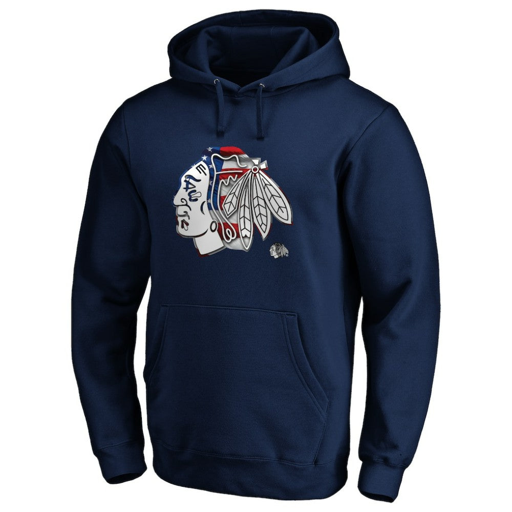NHL Chicago Blackhawks Banner Wave Logo Pullover Hoodie - Navy