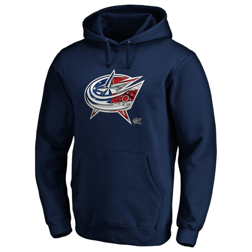 NHL Columbus Blue Jackets Banner Wave Logo Pullover Hoodie - Navy