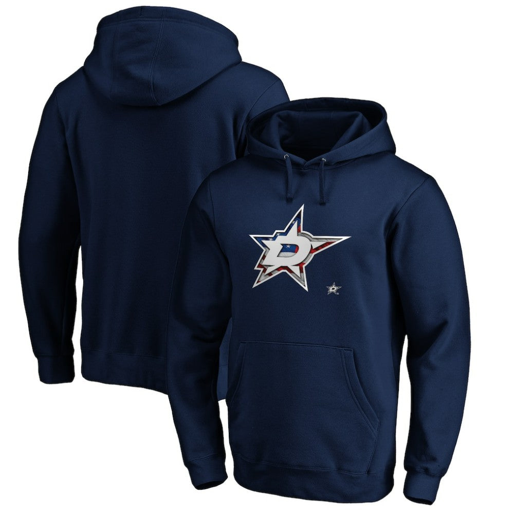 NHL Dallas Stars Banner Wave Logo Pullover Hoodie - Navy