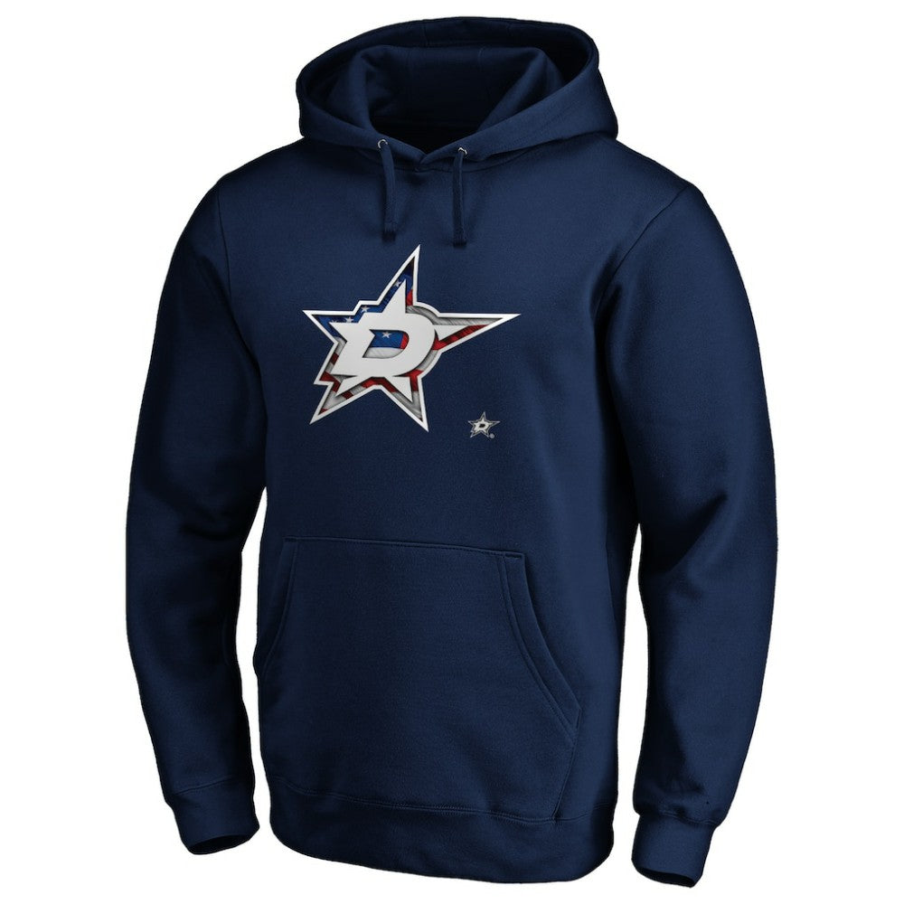 NHL Dallas Stars Banner Wave Logo Pullover Hoodie - Navy
