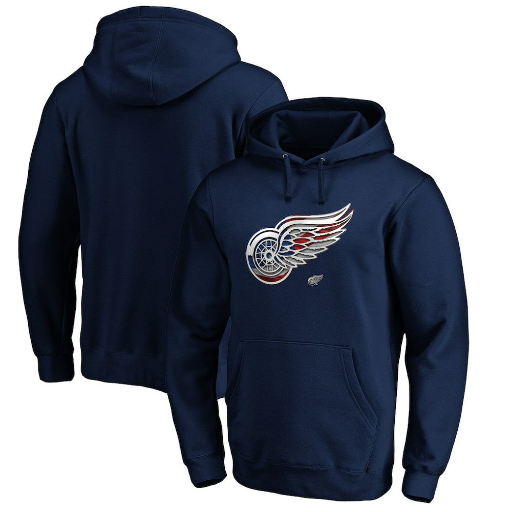 NHL Detroit Red Wings Banner Wave Logo Pullover Hoodie - Navy