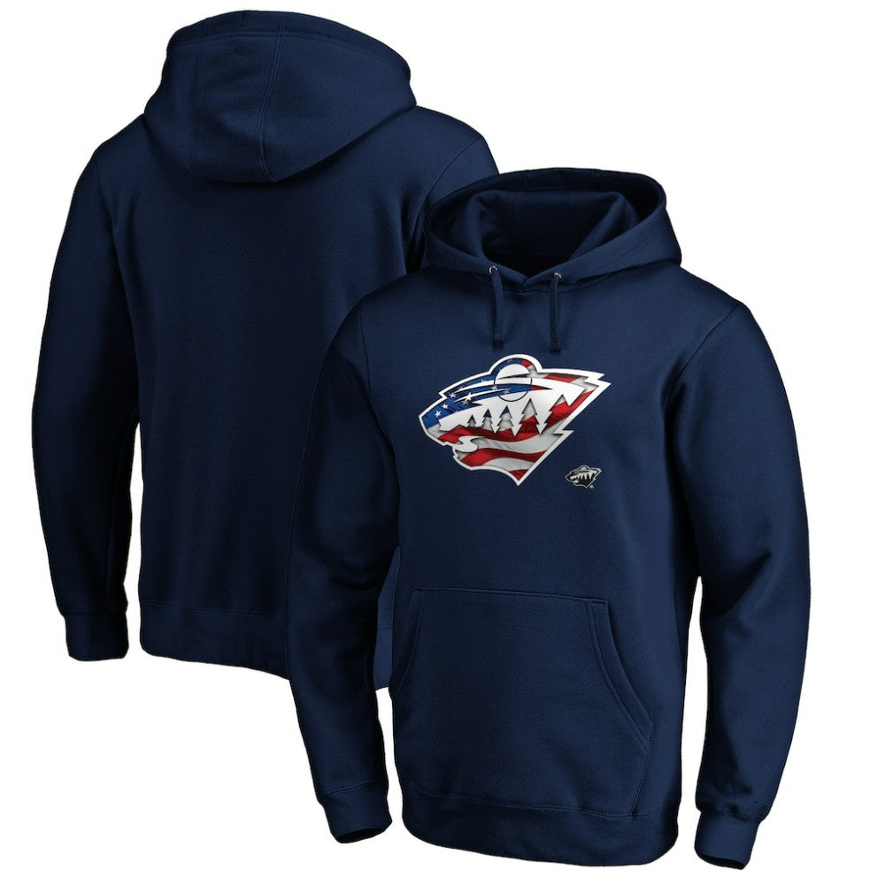 NHL Minnesota Wild Banner Wave Logo Pullover Hoodie - Navy