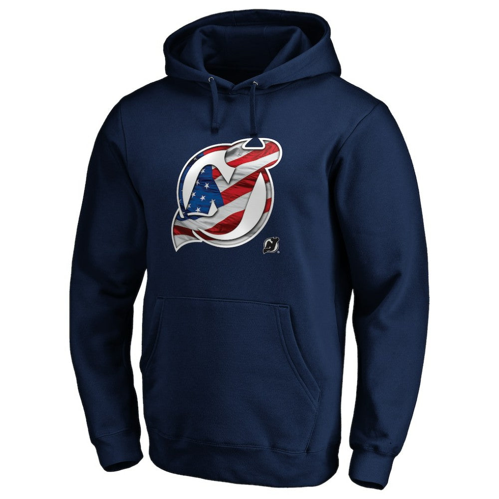 NHL New Jersey Devils Banner Wave Logo Pullover Hoodie - Navy
