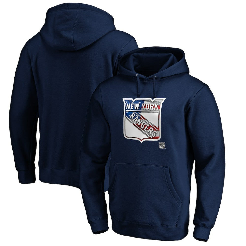 NHL New York Rangers Banner Wave Logo Pullover Hoodie - Navy
