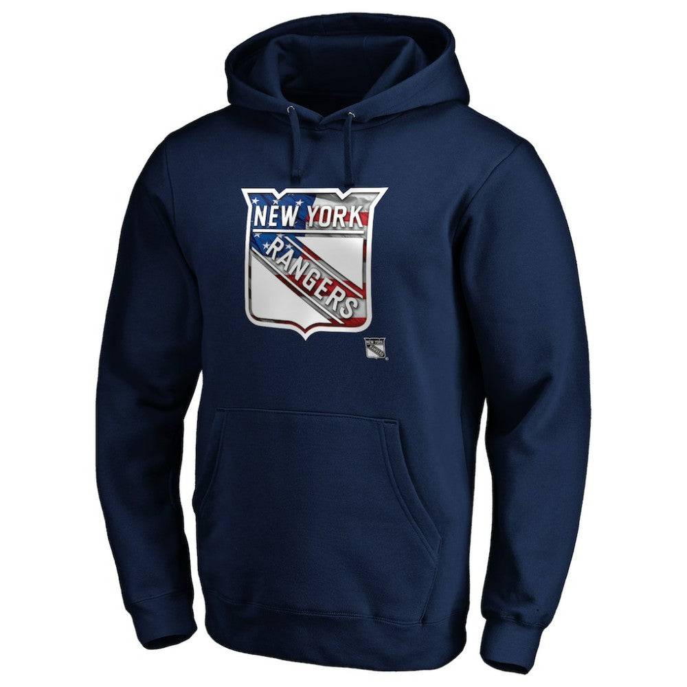 NHL New York Rangers Banner Wave Logo Pullover Hoodie - Navy