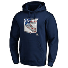 NHL New York Rangers Banner Wave Logo Pullover Hoodie - Navy