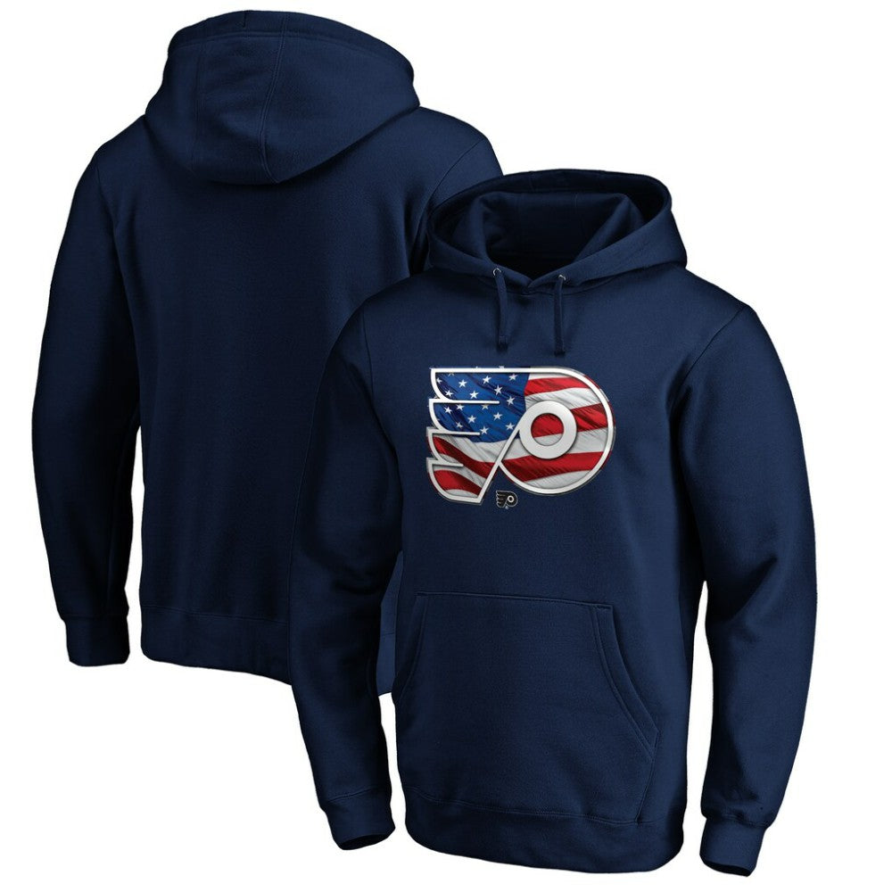 NHL Philadelphia Flyers Banner Wave Logo Pullover Hoodie - Navy