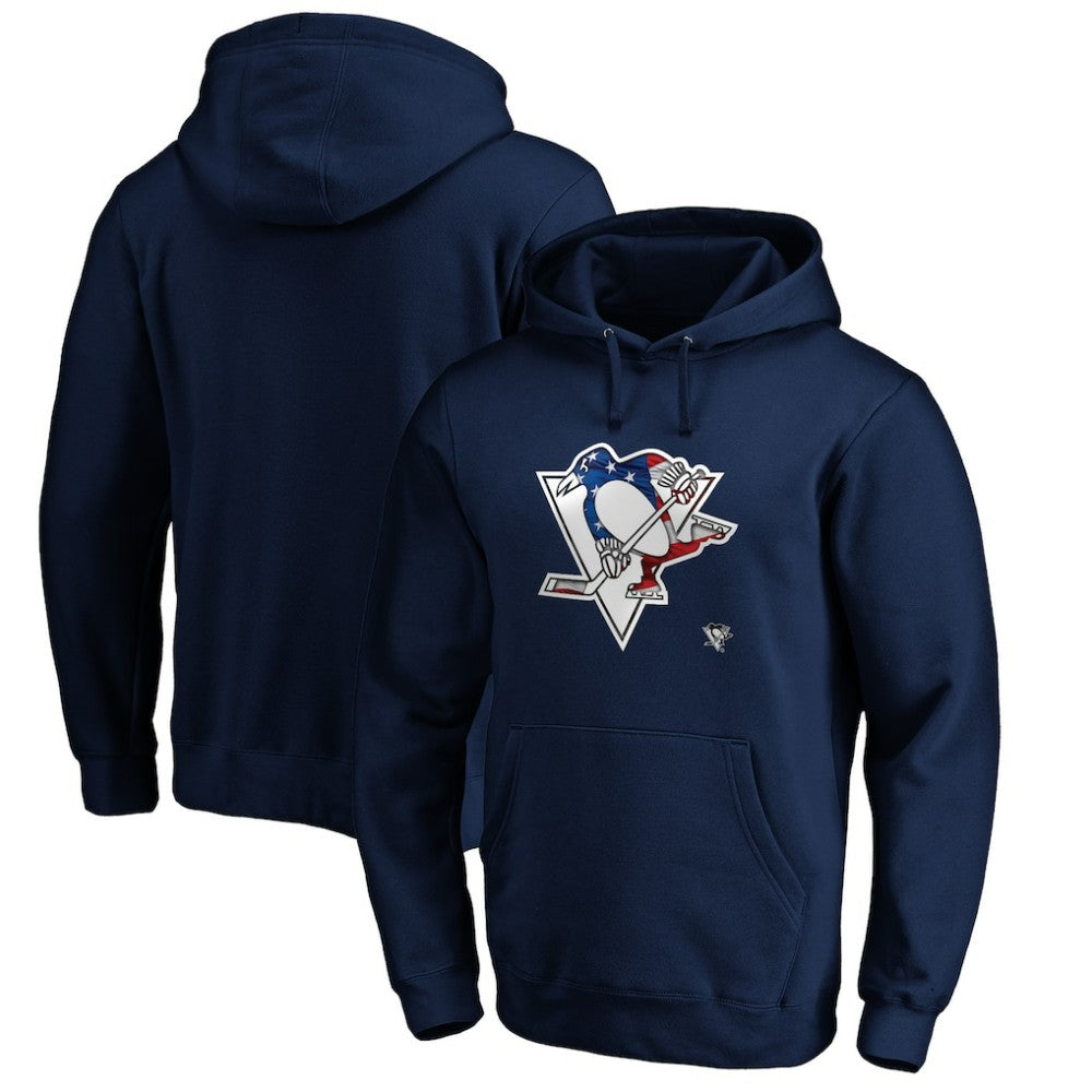 NHL Pittsburgh Penguins Banner Wave Logo Pullover Hoodie - Navy