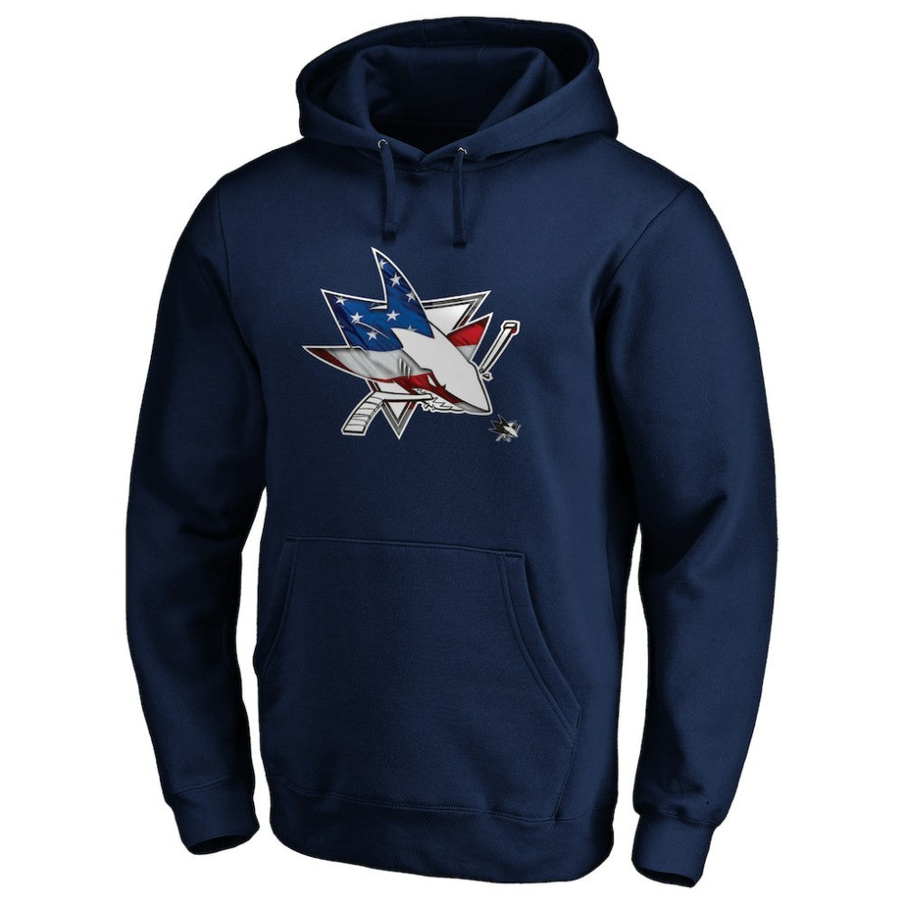 NHL San Jose Sharks Banner Wave Logo Pullover Hoodie - Navy