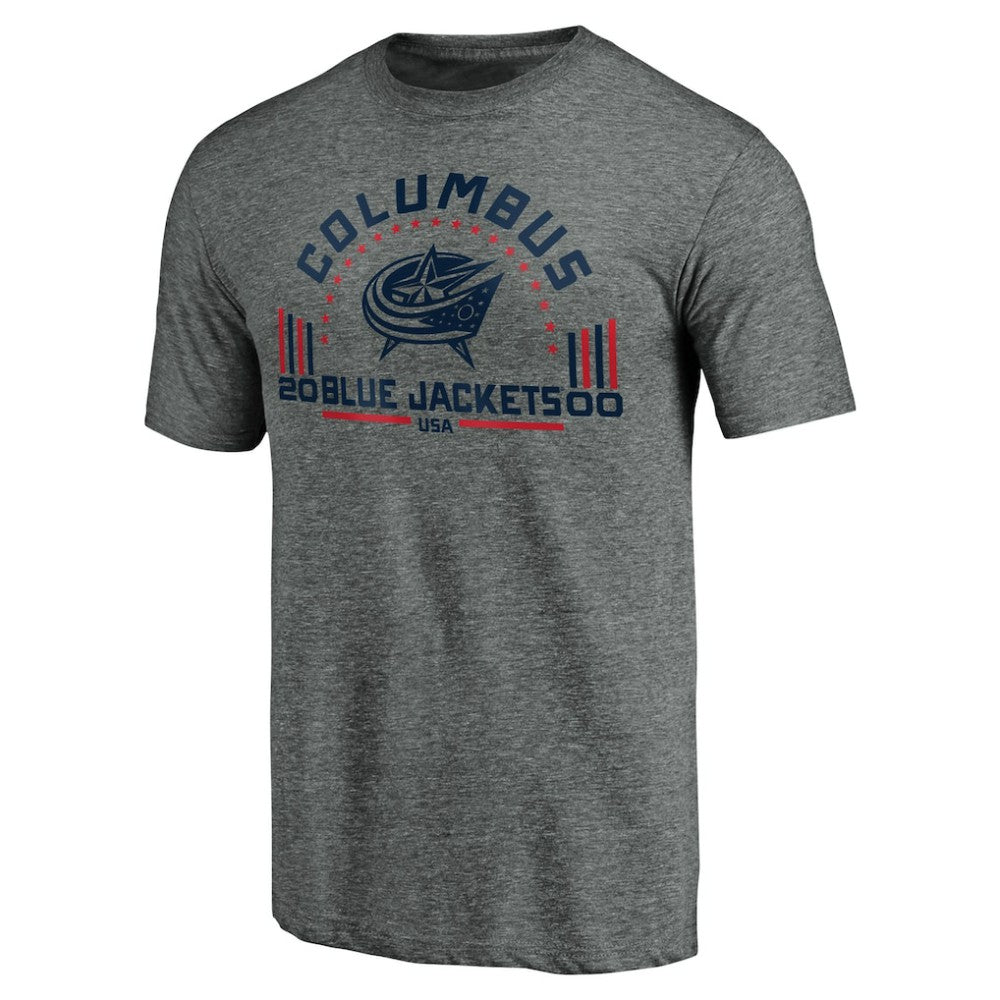 NHL Columbus Blue Jackets Team Freedom Tri-Blend T-Shirt - Heathered Gray