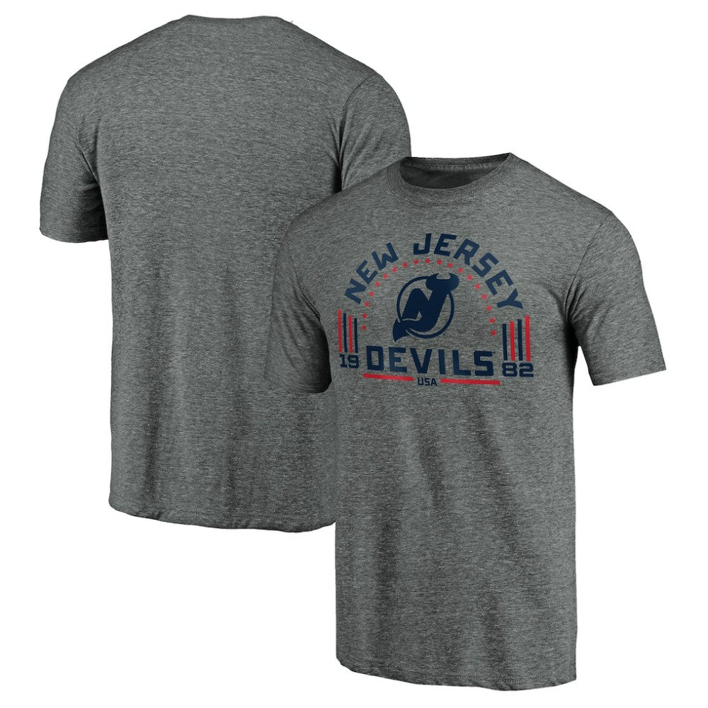 NHL New Jersey Devils Team Freedom Tri-Blend T-Shirt - Heathered Gray