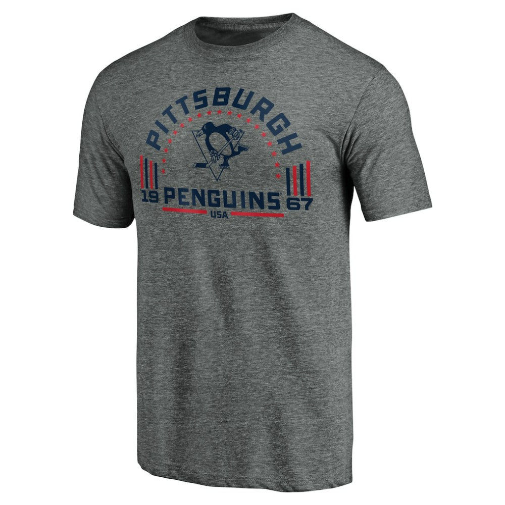 NHL Pittsburgh Penguins Team Freedom Tri-Blend T-Shirt - Heathered Gray