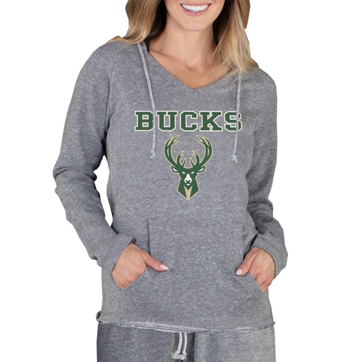 Milwaukee Bucks Concepts Sport Women's Mainstream Terry Hooded Top Gray
