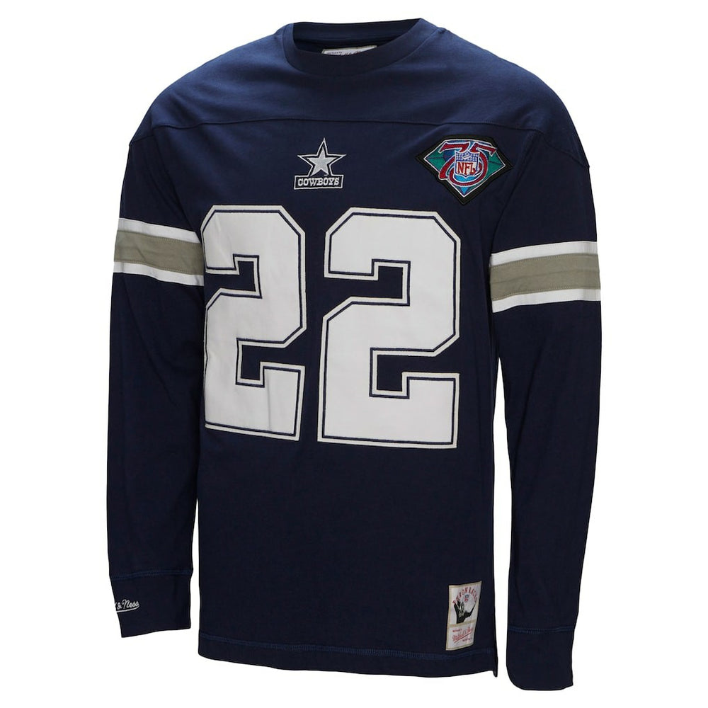 Emmitt Smith Dallas Cowboys Throwback Retired Player Name & Number Long Sleeve Top Navy