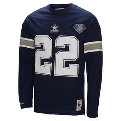 Emmitt Smith Dallas Cowboys Throwback Retired Player Name & Number Long Sleeve Top Navy