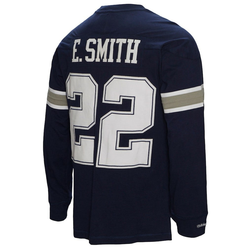 Emmitt Smith Dallas Cowboys Throwback Retired Player Name & Number Long Sleeve Top Navy