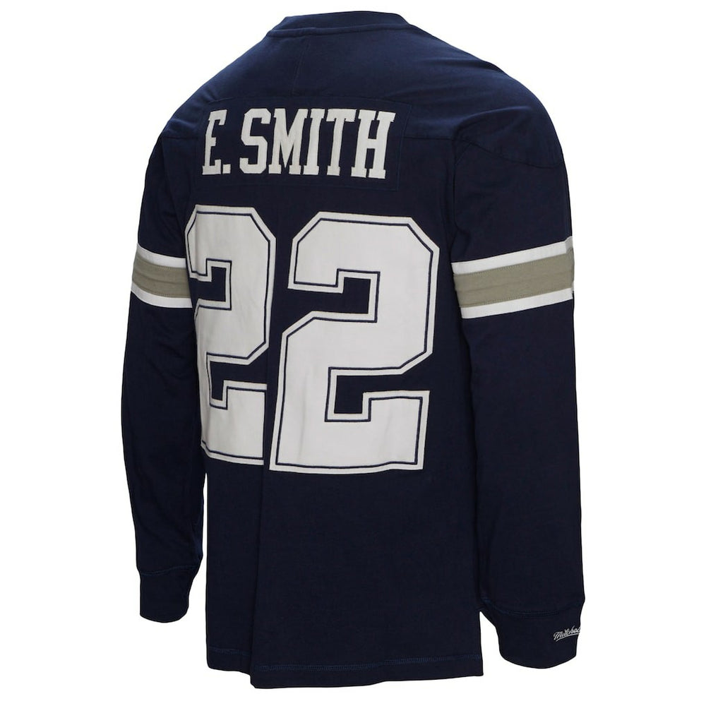 Emmitt Smith Dallas Cowboys Throwback Retired Player Name & Number Long Sleeve Top Navy