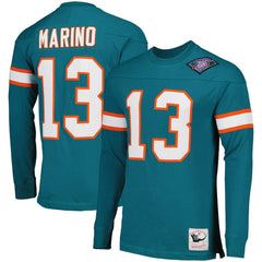 Dan Marino Miami Dolphins Throwback Retired Player Name & Number Long Sleeve Top Aqua