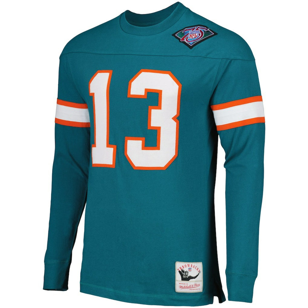 Dan Marino Miami Dolphins Throwback Retired Player Name & Number Long Sleeve Top Aqua