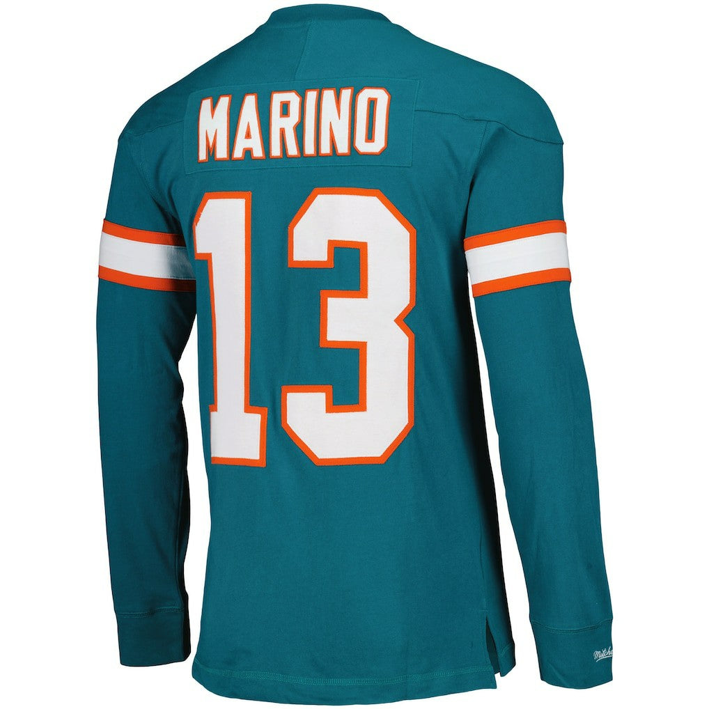 Dan Marino Miami Dolphins Throwback Retired Player Name & Number Long Sleeve Top Aqua