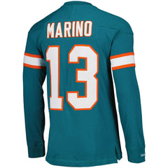 Dan Marino Miami Dolphins Throwback Retired Player Name & Number Long Sleeve Top Aqua