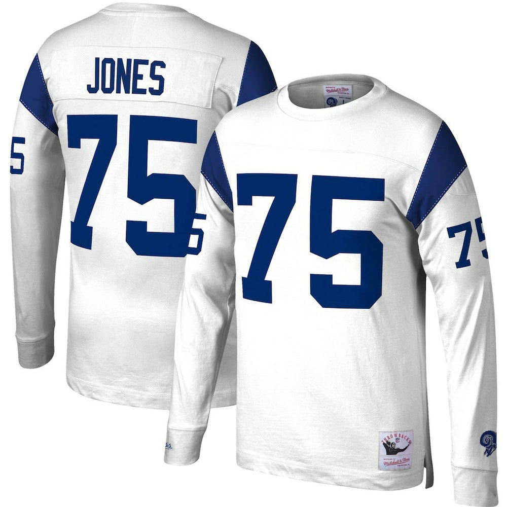 Deacon Jones Los Angeles Rams Throwback Retired Player Name & Number Long Sleeve Top White