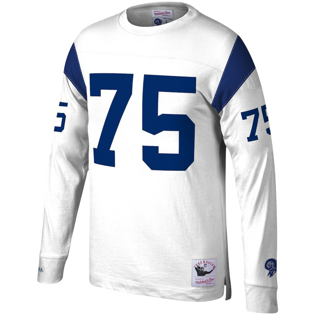 Deacon Jones Los Angeles Rams Throwback Retired Player Name & Number Long Sleeve Top White