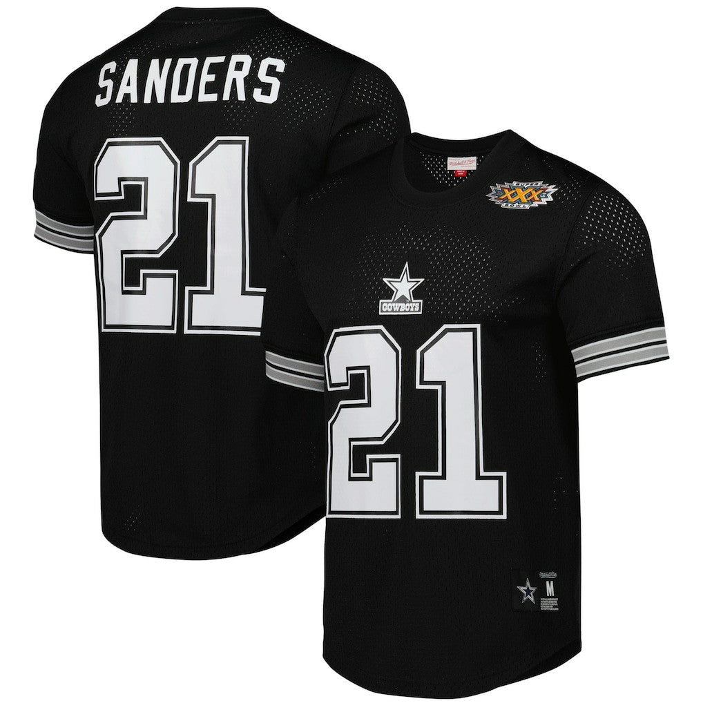 Deion Sanders Dallas Cowboys Retired Player Name & Number Mesh Top Black