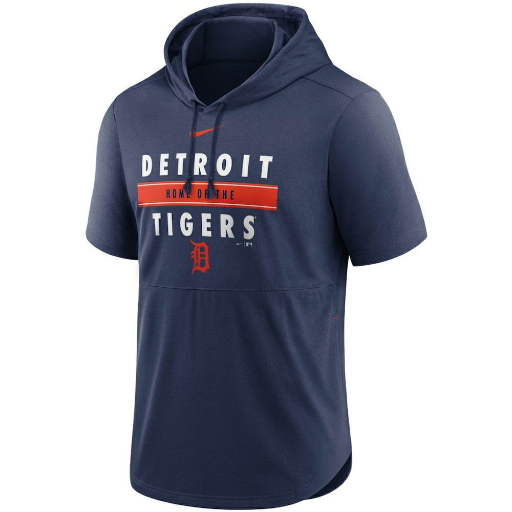 Detroit Tigers Nike Home Team Short Sleeve Hoodie Top - Navy Hoodies