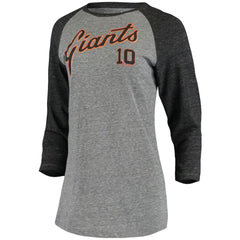 Evan Longoria San Francisco Giants 5th & Ocean by New Era Women's Script Name & Number Raglan Tri-Blend 3/4-Sleeve T-Shirt - Gray T-shirts