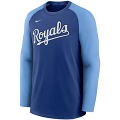 Kansas City Royals Nike Authentic Collection Pregame Performance Raglan Pullover Sweatshirt - Royal/Light Blue Pullover