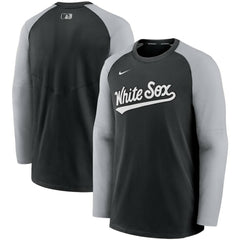 Chicago White Sox Nike Authentic Collection Pregame Performance Raglan Pullover Sweatshirt - Black/Gray Pullover