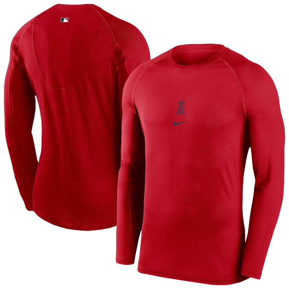 Los Angeles Angels Nike Authentic Collection Raglan Long Sleeve T-Shirt - Red T-shirts