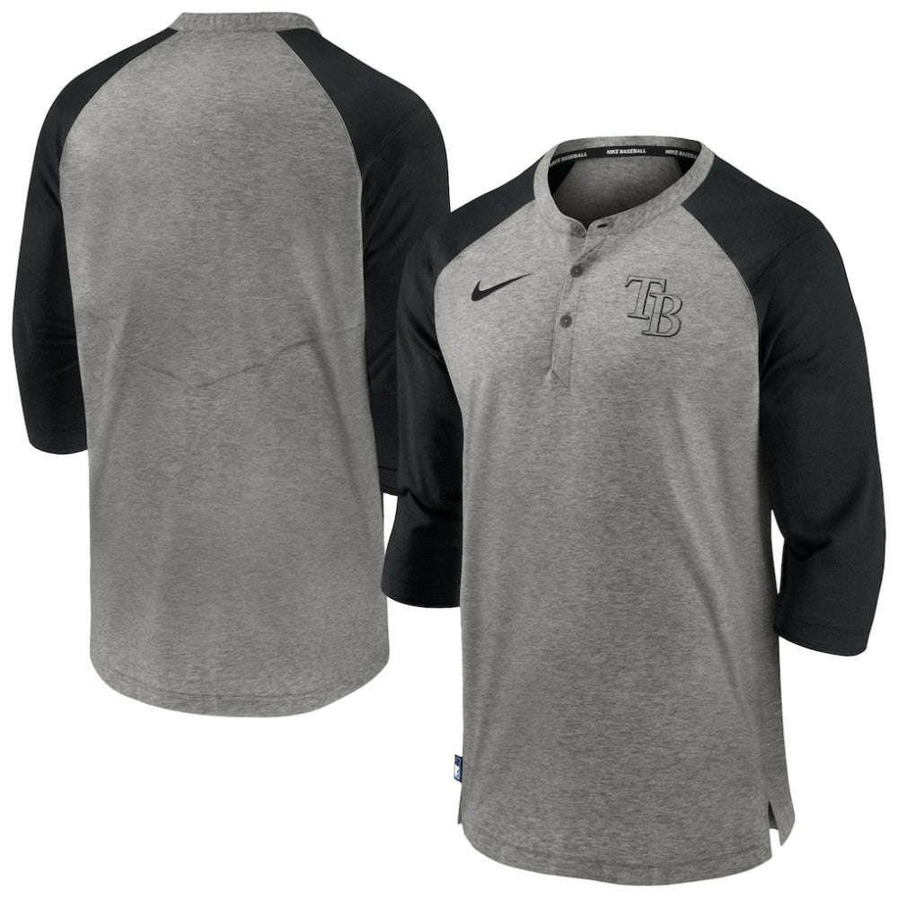 Tampa Bay Rays Nike Authentic Collection Flux Henley Raglan 3/4-Sleeve T-Shirt - Gray T-shirts