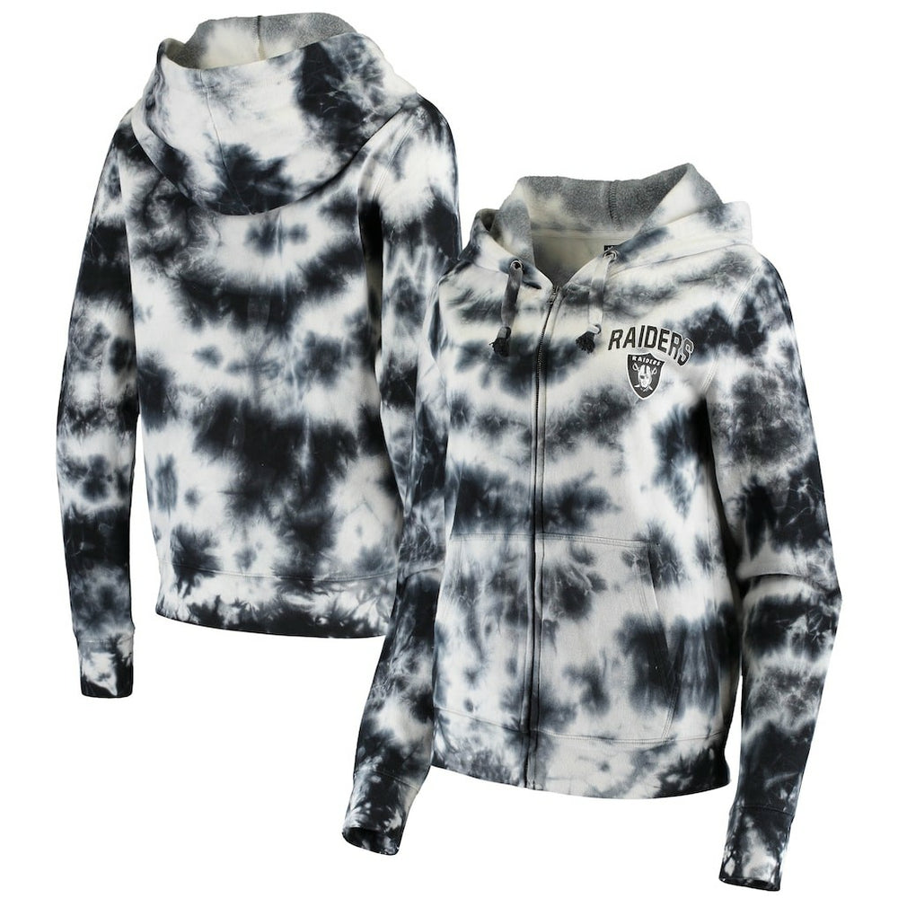 Las Vegas Raiders New Era Women's Tie Dye Fleece Full-Zip Hoodie Black