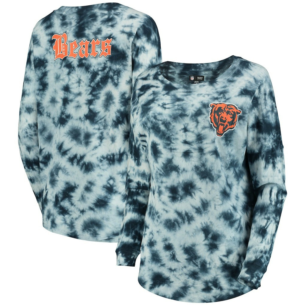 Chicago Bears New Era Women's Tie-Dye Long Sleeve T-Shirt Navy