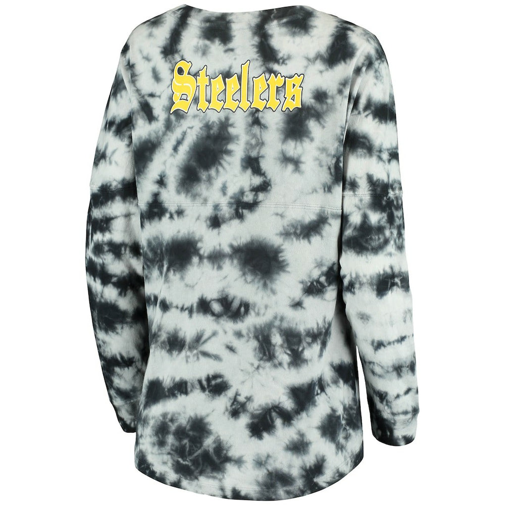 Pittsburgh Steelers New Era Women's Tie-Dye Long Sleeve T-Shirt Black