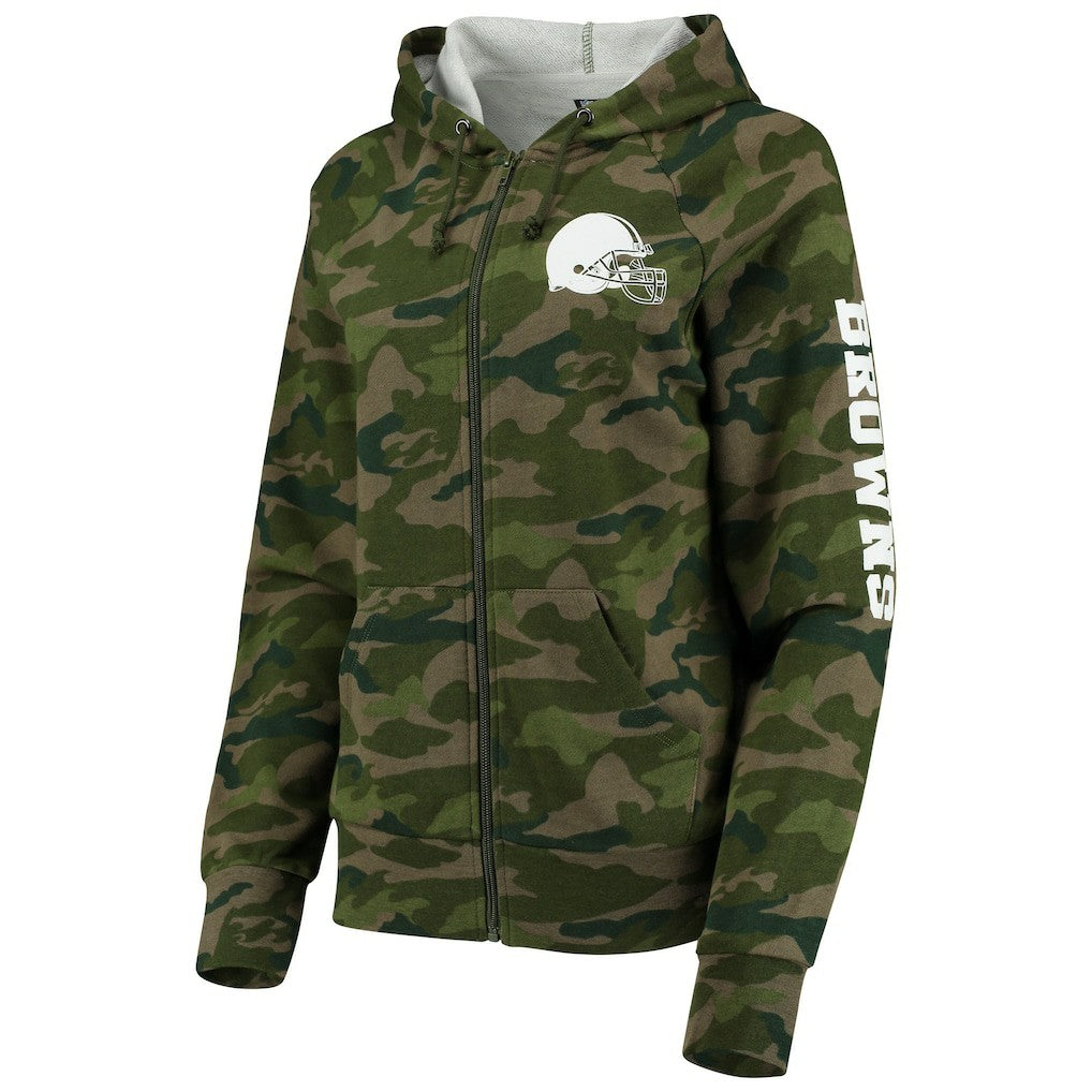 Cleveland Browns New Era Women's Raglan Full-Zip Hoodie Camo