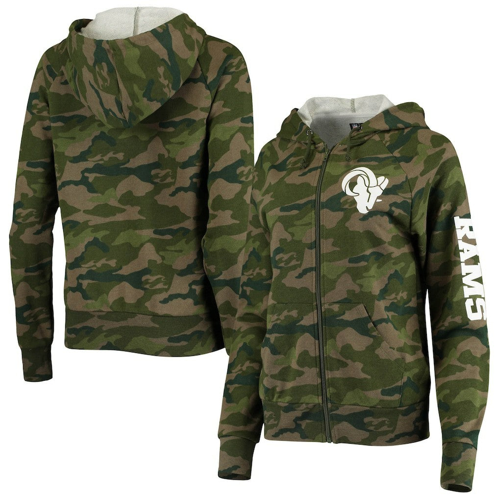 Los Angeles Rams New Era Women's Raglan Full-Zip Hoodie Camo